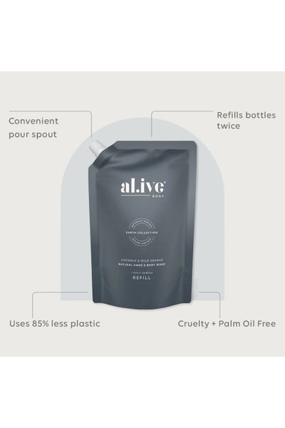 ALIVE BODY - WASH REFILL - COCONUT & WILD ORANGE