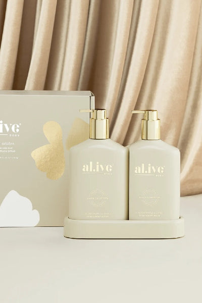 ALIVE BODY - WASH & LOTION DUO + TRAY - GOLDEN WATTLE & CITRUS  - PERTH STOCKIST - AUSTRALIAN STOCKIST - WA STOCKIST - AUSTRALIA STOCKIST - AUS STOCKIST - PERTH BOUTIQUE - WA BOUTIQUE - AUS BOUTIQUE - AUSTRALIA BOUTIQUE