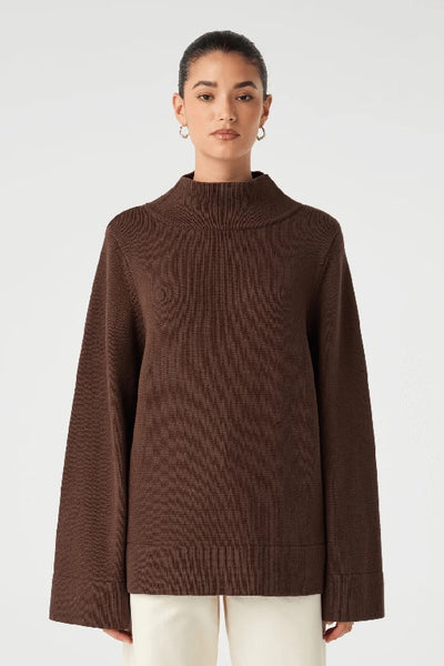 ARCAA MOVEMENT - IDA FUNNEL NECK SWEATER - ESPRESSO - PERTH STOCKIST - AUSTRALIAN STOCKIST - WA STOCKIST - AUSTRALIA STOCKIST - AUS STOCKIST - PERTH BOUTIQUE - WA BOUTIQUE - AUS BOUTIQUE - AUSTRALIA BOUTIQUE