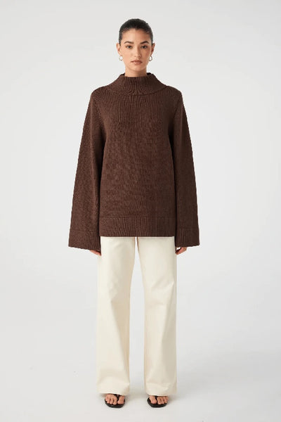 ARCAA MOVEMENT - IDA FUNNEL NECK SWEATER - ESPRESSO - PERTH STOCKIST - AUSTRALIAN STOCKIST - WA STOCKIST - AUSTRALIA STOCKIST - AUS STOCKIST - PERTH BOUTIQUE - WA BOUTIQUE - AUS BOUTIQUE - AUSTRALIA BOUTIQUE