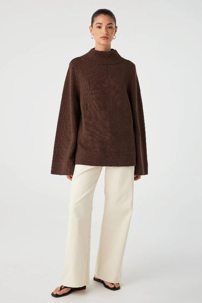 ARCAA MOVEMENT - IDA FUNNEL NECK SWEATER - ESPRESSO - PERTH STOCKIST - AUSTRALIAN STOCKIST - WA STOCKIST - AUSTRALIA STOCKIST - AUS STOCKIST - PERTH BOUTIQUE - WA BOUTIQUE - AUS BOUTIQUE - AUSTRALIA BOUTIQUE