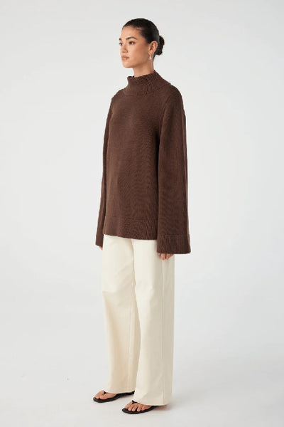 ARCAA MOVEMENT - IDA FUNNEL NECK SWEATER - ESPRESSO - PERTH STOCKIST - AUSTRALIAN STOCKIST - WA STOCKIST - AUSTRALIA STOCKIST - AUS STOCKIST - PERTH BOUTIQUE - WA BOUTIQUE - AUS BOUTIQUE - AUSTRALIA BOUTIQUE