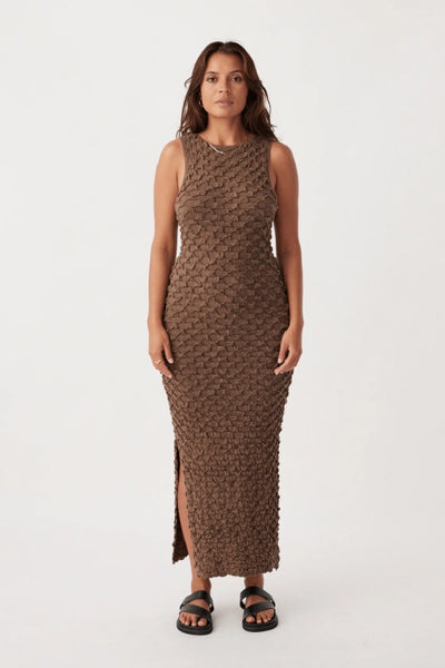 ARCAA MOVEMENT - MILA REVERSIBLE TEXTURED MAXI DRESS - CACAO - PERTH STOCKIST - AUSTRALIAN STOCKIST - WA STOCKIST - AUSTRALIA STOCKIST - AUS STOCKIST - PERTH BOUTIQUE - WA BOUTIQUE - AUS BOUTIQUE - AUSTRALIA BOUTIQUE