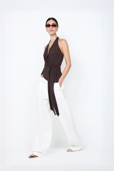 BEC + BRIDGE - MIA HALTER TOP - DARK CHOCOLATE - PERTH BOUTIQUE - AUSTRALIAN BOUTIQUE - WA BOUTIQUE - INTERNATIONAL SHIPPING - USA SHIPPING - PERTH STORES - PERTH STORE - AUSTRALIA - WA - WESTER AUSTRALIA - WOMENS FASHION - FASHION - CLOTHING - WA STOCKIST - PERTH STOCKIST - AUSTRALIAN STOCKIST - STOCKIST