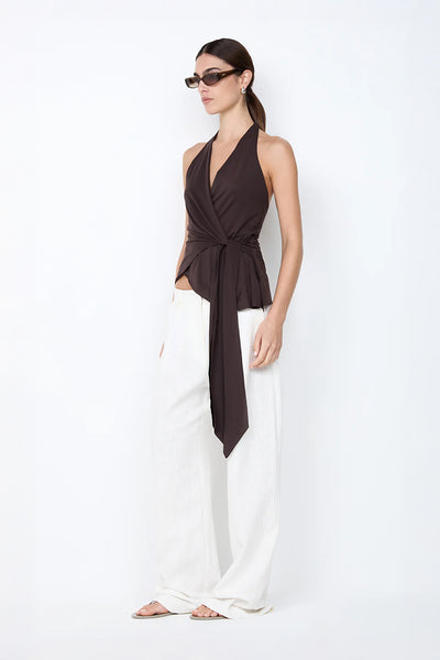 BEC + BRIDGE - MIA HALTER TOP - DARK CHOCOLATE - PERTH BOUTIQUE - AUSTRALIAN BOUTIQUE - WA BOUTIQUE - INTERNATIONAL SHIPPING - USA SHIPPING - PERTH STORES - PERTH STORE - AUSTRALIA - WA - WESTER AUSTRALIA - WOMENS FASHION - FASHION - CLOTHING - WA STOCKIST - PERTH STOCKIST - AUSTRALIAN STOCKIST - STOCKIST