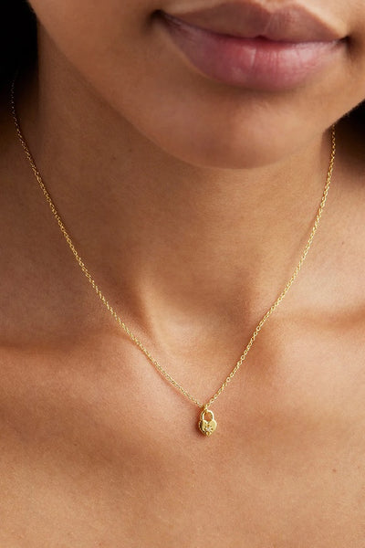BY CHARLOTTE - CRYSTAL LOTUS HEART PADLOCK NECKLACE - GOLD - PERTH STOCKIST - AUSTRALIAN STOCKIST - WA STOCKIST - AUSTRALIA STOCKIST - AUS STOCKIST - PERTH BOUTIQUE - WA BOUTIQUE - AUS BOUTIQUE - AUSTRALIA BOUTIQUE