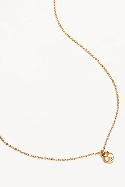 BY CHARLOTTE - CRYSTAL LOTUS HEART PADLOCK NECKLACE - GOLD - PERTH STOCKIST - AUSTRALIAN STOCKIST - WA STOCKIST - AUSTRALIA STOCKIST - AUS STOCKIST - PERTH BOUTIQUE - WA BOUTIQUE - AUS BOUTIQUE - AUSTRALIA BOUTIQUE