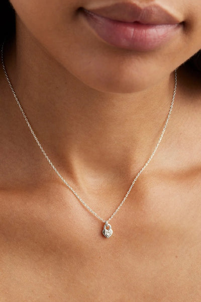 BY CHARLOTTE - CRYSTAL LOTUS HEART PADLOCK NECKLACE - SILVER - PERTH STOCKIST - AUSTRALIAN STOCKIST - WA STOCKIST - AUSTRALIA STOCKIST - AUS STOCKIST - PERTH BOUTIQUE - WA BOUTIQUE - AUS BOUTIQUE - AUSTRALIA BOUTIQUE