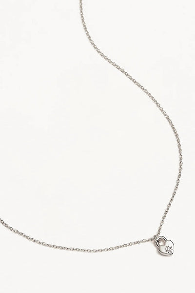 BY CHARLOTTE - CRYSTAL LOTUS HEART PADLOCK NECKLACE - SILVER - PERTH STOCKIST - AUSTRALIAN STOCKIST - WA STOCKIST - AUSTRALIA STOCKIST - AUS STOCKIST - PERTH BOUTIQUE - WA BOUTIQUE - AUS BOUTIQUE - AUSTRALIA BOUTIQUE