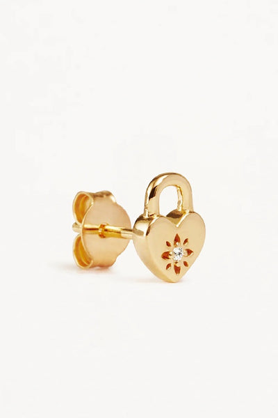 BY CHARLOTTE - CRYSTAL LOTUS HEART PADLOCK STUD EARRINGS - GOLD - PERTH STOCKIST - AUSTRALIAN STOCKIST - WA STOCKIST - AUSTRALIA STOCKIST - AUS STOCKIST - PERTH BOUTIQUE - WA BOUTIQUE - AUS BOUTIQUE - AUSTRALIA BOUTIQUE