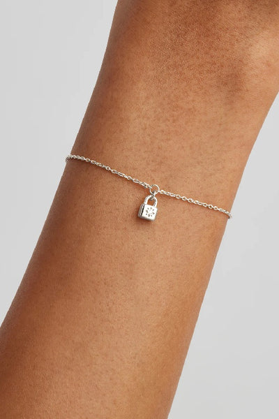 BY CHARLOTTE - CRYSTAL LOTUS  PADLOCK BRACELET - SILVER - PERTH STOCKIST - AUSTRALIAN STOCKIST - WA STOCKIST - AUSTRALIA STOCKIST - AUS STOCKIST - PERTH BOUTIQUE - WA BOUTIQUE - AUS BOUTIQUE - AUSTRALIA BOUTIQUE