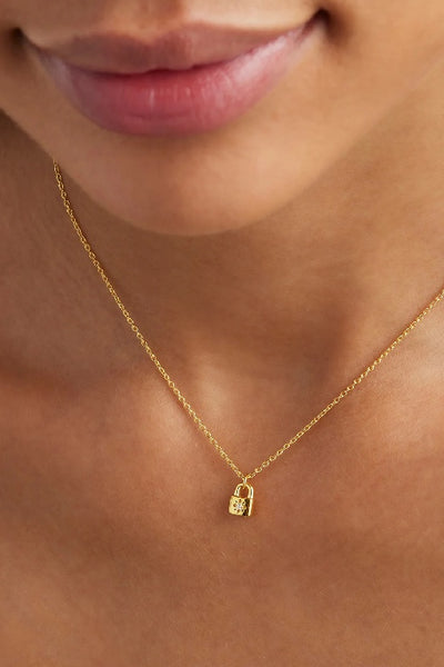 BY CHARLOTTE - CRYSTAL LOTUS PADLOCK NECKLACE - GOLD - PERTH STOCKIST - AUSTRALIAN STOCKIST - WA STOCKIST - AUSTRALIA STOCKIST - AUS STOCKIST - PERTH BOUTIQUE - WA BOUTIQUE - AUS BOUTIQUE - AUSTRALIA BOUTIQUE