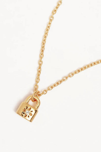 BY CHARLOTTE - CRYSTAL LOTUS PADLOCK NECKLACE - GOLD - PERTH STOCKIST - AUSTRALIAN STOCKIST - WA STOCKIST - AUSTRALIA STOCKIST - AUS STOCKIST - PERTH BOUTIQUE - WA BOUTIQUE - AUS BOUTIQUE - AUSTRALIA BOUTIQUE
