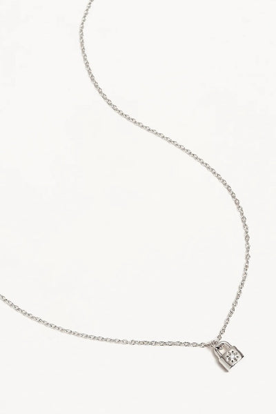 BY CHARLOTTE - CRYSTAL LOTUS PADLOCK NECKLACE - SILVER - PERTH STOCKIST - AUSTRALIAN STOCKIST - WA STOCKIST - AUSTRALIA STOCKIST - AUS STOCKIST - PERTH BOUTIQUE - WA BOUTIQUE - AUS BOUTIQUE - AUSTRALIA BOUTIQUE