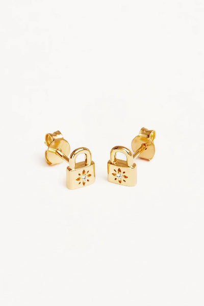 BY CHARLOTTE - CRYSTAL LOTUS PADLOCK STUD EARRINGS - GOLD - SILVER - PERTH STOCKIST - AUSTRALIAN STOCKIST - WA STOCKIST - AUSTRALIA STOCKIST - AUS STOCKIST - PERTH BOUTIQUE - WA BOUTIQUE - AUS BOUTIQUE - AUSTRALIA BOUTIQUE - INTERNATIONAL SHIPPING - TARRIF