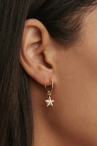 BY CHARLOTTE - CRYSTAL STARFISH HOOP EARRINGS - GOLD - PERTH STOCKIST - AUSTRALIAN STOCKIST - WA STOCKIST - AUSTRALIA STOCKIST - AUS STOCKIST - PERTH BOUTIQUE - WA BOUTIQUE - AUS BOUTIQUE - AUSTRALIA BOUTIQUE