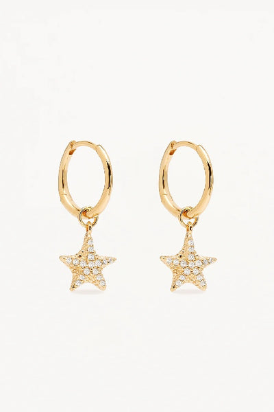 BY CHARLOTTE - CRYSTAL STARFISH HOOP EARRINGS - GOLD - PERTH STOCKIST - AUSTRALIAN STOCKIST - WA STOCKIST - AUSTRALIA STOCKIST - AUS STOCKIST - PERTH BOUTIQUE - WA BOUTIQUE - AUS BOUTIQUE - AUSTRALIA BOUTIQUE