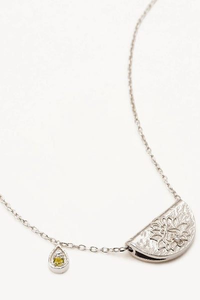 BY CHARLOTTE - LOTUS BIRTHSTONE NECKLACE - SILVER - AUGUST - PERTH STOCKIST