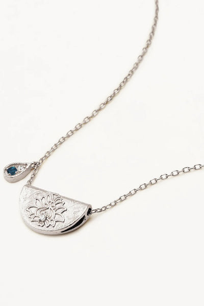 BY CHARLOTTE - LOTUS BIRTHSTONE NECKLACE - SILVER - DECEMBER - PERTH STOCKIST