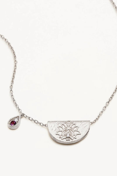 BY CHARLOTTE - LOTUS BIRTHSTONE NECKLACE - SILVER - JANUARY - PERTH STOCKIST