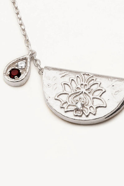 BY CHARLOTTE - LOTUS BIRTHSTONE NECKLACE - SILVER - JANUARY