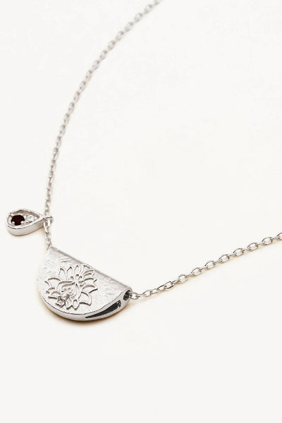 BY CHARLOTTE - LOTUS BIRTHSTONE NECKLACE - SILVER - FEBRUARY - PERTH STOCKIST