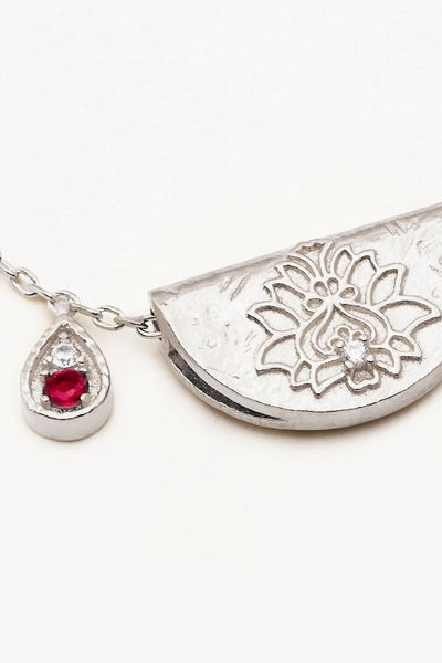BY CHARLOTTE - LOTUS BIRTHSTONE NECKLACE - SILVER - JULY