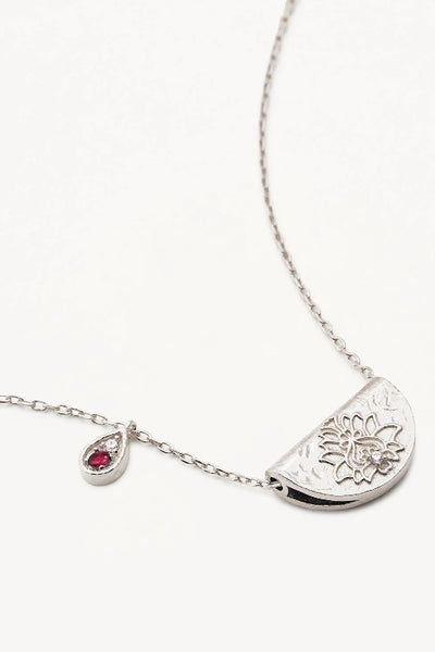 BY CHARLOTTE - LOTUS BIRTHSTONE NECKLACE - SILVER - JULY - PERTH STOCKIST