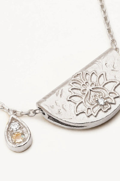 BY CHARLOTTE - LOTUS BIRTHSTONE NECKLACE - SILVER - JUNE