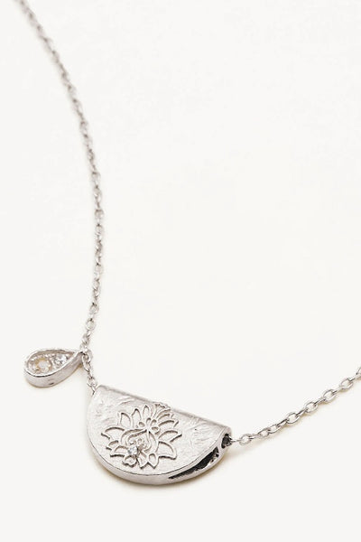 BY CHARLOTTE - LOTUS BIRTHSTONE NECKLACE - SILVER - JUNE - PERTH STOCKIST