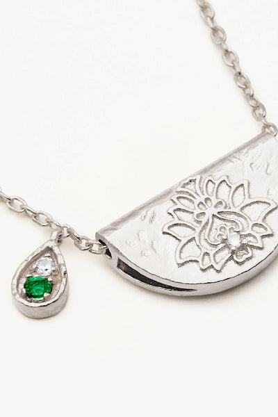 BY CHARLOTTE - LOTUS BIRTHSTONE NECKLACE - SILVER - MAY