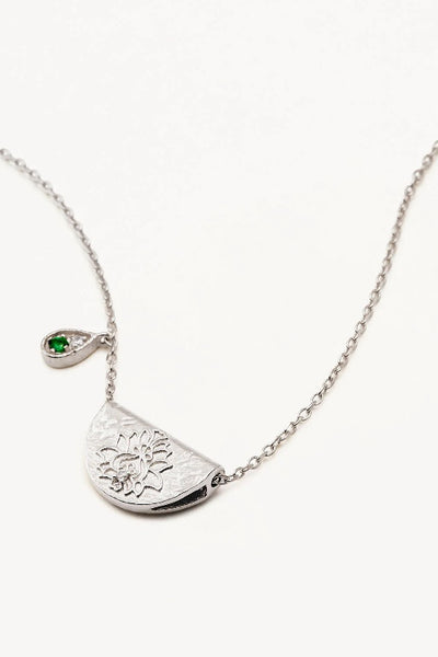 BY CHARLOTTE - LOTUS BIRTHSTONE NECKLACE - SILVER - MAY - PERTH STOCKIST