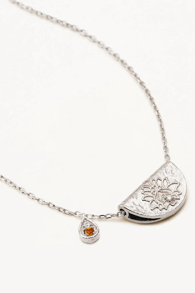 BY CHARLOTTE - LOTUS BIRTHSTONE NECKLACE - SILVER - NOVEMBER - PERTH STOCKIST