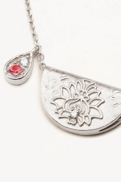 BY CHARLOTTE - LOTUS BIRTHSTONE NECKLACE - SILVER - OCTOBER