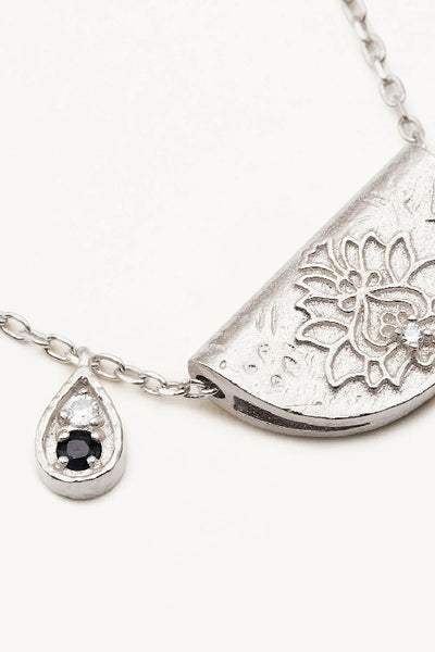 BY CHARLOTTE - LOTUS BIRTHSTONE NECKLACE - SILVER - SEPTEMBER