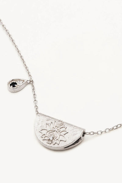 BY CHARLOTTE - LOTUS BIRTHSTONE NECKLACE - SILVER - SEPTEMBER -PERTH STOCKIST