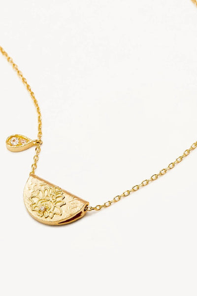 BY CHARLOTTE - LOTUS BIRTHSTONE NECKLACE - GOLD - APRIL - PERTH STOCKIST