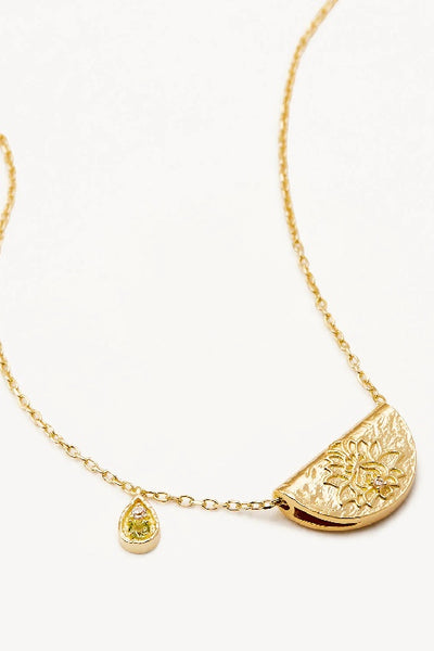 BY CHARLOTTE - LOTUS BIRTHSTONE NECKLACE - GOLD - AUGUST - PERTH STOCKIST
