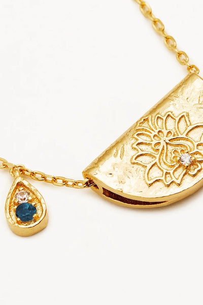 BY CHARLOTTE - LOTUS BIRTHSTONE NECKLACE - GOLD - DECEMBER