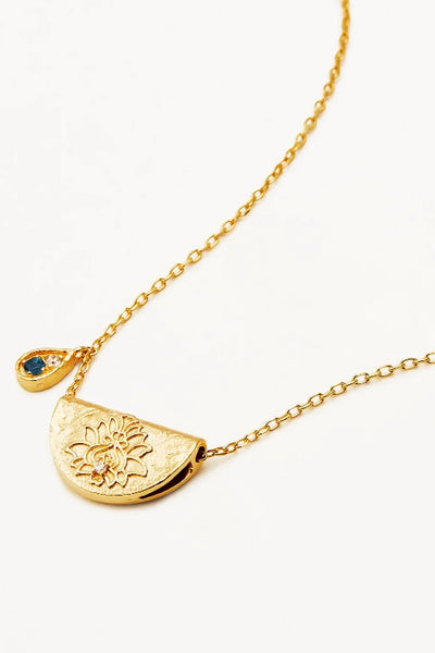 BY CHARLOTTE - LOTUS BIRTHSTONE NECKLACE - GOLD - DECEMBER - PERTH STOCKIST