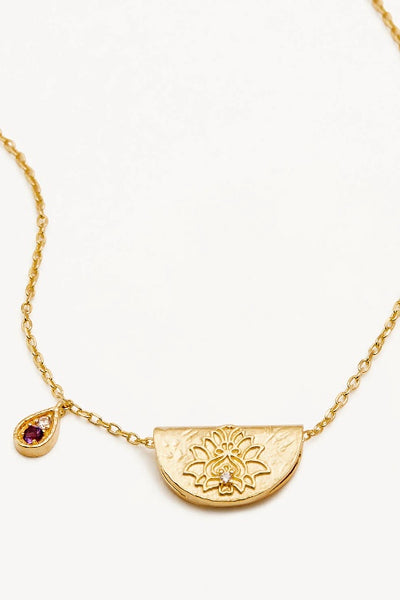 BY CHARLOTTE - LOTUS BIRTHSTONE NECKLACE - GOLD - FEBRUARY - PERTH STOCKIST