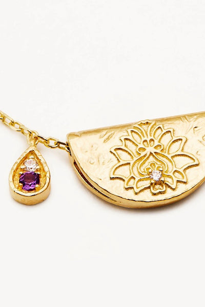 BY CHARLOTTE - LOTUS BIRTHSTONE NECKLACE - GOLD - FEBRUARY