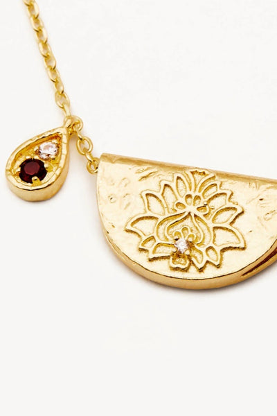 BY CHARLOTTE - LOTUS BIRTHSTONE NECKLACE - GOLD - JANUARY