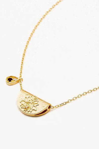 BY CHARLOTTE - LOTUS BIRTHSTONE NECKLACE - GOLD - JANUARY - PERTH STOCKIST