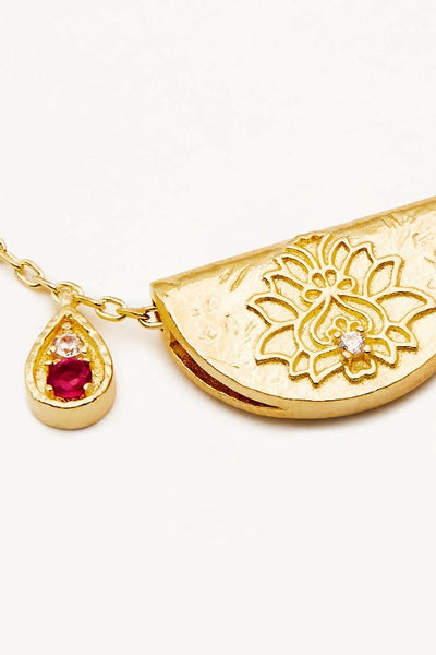 BY CHARLOTTE - LOTUS BIRTHSTONE NECKLACE - GOLD - JULY