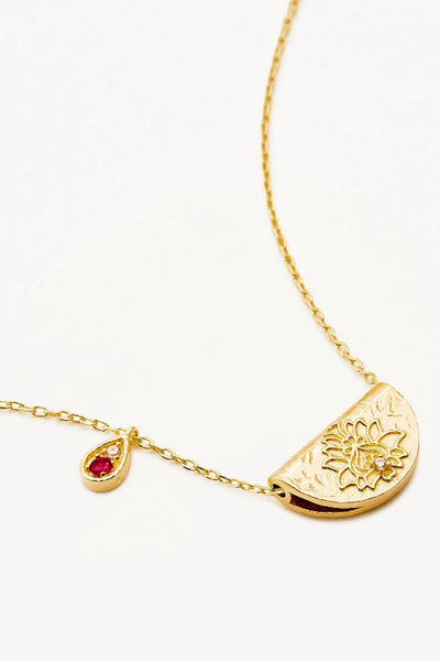 BY CHARLOTTE - LOTUS BIRTHSTONE NECKLACE - GOLD - JULY - PERTH STOCKIST