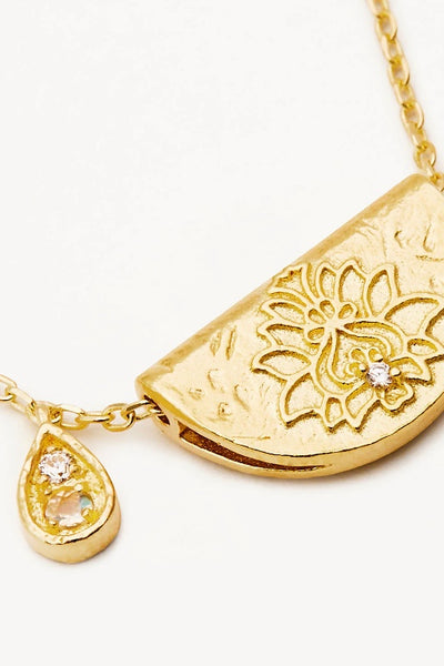 BY CHARLOTTE - LOTUS BIRTHSTONE NECKLACE - GOLD