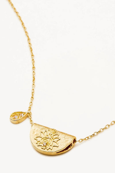 BY CHARLOTTE - LOTUS BIRTHSTONE NECKLACE - GOLD - JUNE - PERTH STOCKIST
