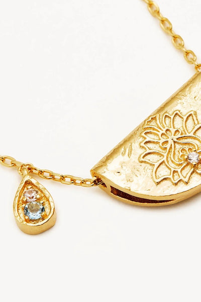 BY CHARLOTTE - LOTUS BIRTHSTONE NECKLACE - GOLD -MARCH