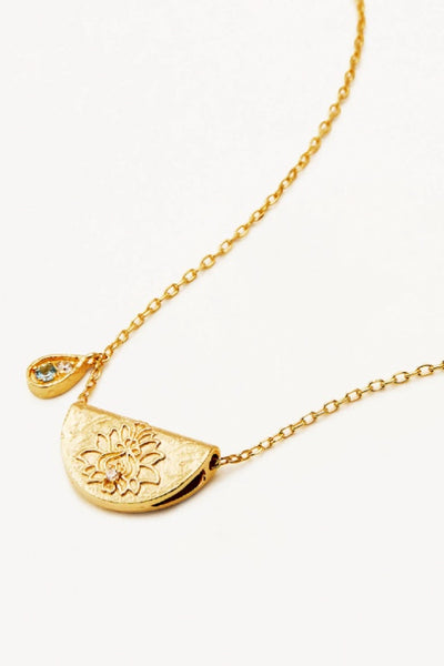 BY CHARLOTTE - LOTUS BIRTHSTONE NECKLACE - GOLD -MARCH - PERTH STOCKIST